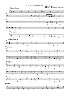 Mystery Sonatas for Violin and Basso Continuo, C.90–105: Соната No.1 – партия бассо континуо, С.90 by Генрих Игнац фон Бибер