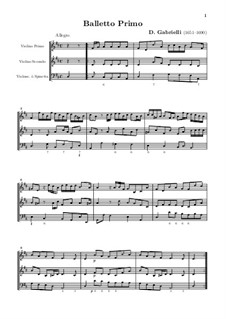 Двенадцать балетов для двух скрипок и виолоне (или клавесина), Op.1: Двенадцать балетов для двух скрипок и виолоне (или клавесина) by Domenico Gabrielli