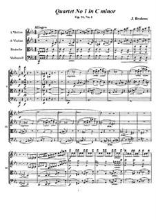 Струнный квартет No.1 до минор, Op.51: Партитура, Партии by Иоганнес Брамс