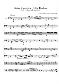 Струнный квартет No.18 ми минор: Партия виолончели by Гаэтано Доницетти