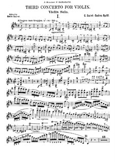 Концерт для скрипки с оркестром No.3 си минор, Op.61: Сольная партия by Камиль Сен-Санс