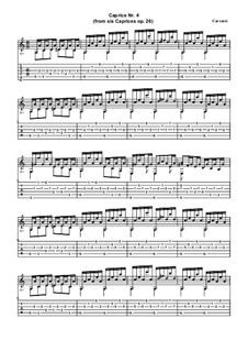 Шесть каприсов, Op.26: No.4 с табулатурой by Маттео Каркасси