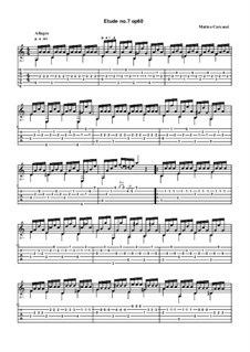 Двадцать пять этюдов для гитары, Op.60: No.7 с табулатурой by Маттео Каркасси