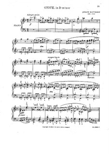 Жига ре минор: Для фортепиано by Иоганн Маттезон