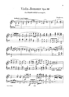 Романс для скрипки с оркестром No.1 соль мажор, Op.40: Версия для фортепиано by Людвиг ван Бетховен