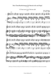 Drei Choralbearbeitungen für Barockviola und Orgel, Op.106: Drei Choralbearbeitungen für Barockviola und Orgel by Klaus Miehling