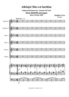 Alleluja! Dies est laetitiae (Christmas), Choir SSAATB and organ: Alleluja! Dies est laetitiae (Christmas), Choir SSAATB and organ by Santino Cara