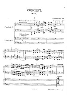 Фортепианный концерт No.1 си-бемоль минор, Op.1: Часть I, для двух фортепиано в 4 руки by Вильгельм Стенхаммар