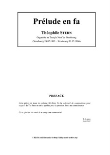 Прелюдия фа минор для органа: Прелюдия фа минор для органа by Theophile Stern