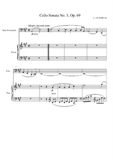 Соната для виолончели и фортепиано No.3 ля мажор, Op.69: Партитура by Людвиг ван Бетховен
