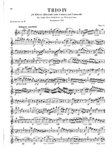 Трио для кларнета, виолончели и фортепиано No.4 'Gassenhauer', Op.11: Партия кларнета by Людвиг ван Бетховен