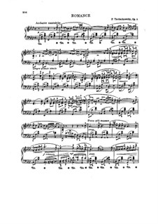 Романс для фортепиано, TH 127 Op.5: Для одного исполнителя by Петр Чайковский