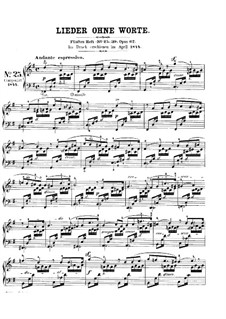 Песни без слов, Op.62: No.1 Andante espressivo by Феликс Мендельсон-Бартольди