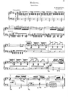 Пять испанских танцев, Op.12: Танец No.5 (Болеро), для фортепиано by Мориц Мошковский