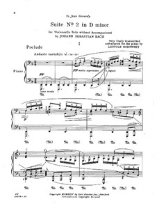 Сюита для виолончели No.2 ре минор, BWV 1008: Переложение для фортепиано by Иоганн Себастьян Бах