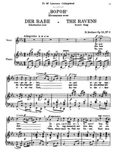 Семь песен на стихотворения А. С. Пушкина, Op.52: No.2 Ворон (Шотландская песня) by Николай Метнер