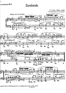 Сарабанда: Версия для фортепиано by Жан-Батист Люлли