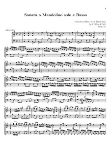 Соната для мандолины и бассо континуо до мажор: Партитура by Джованни Баттиста Гервазио