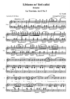 Libiamo ne'lieti calici (Brindisi): For voice and piano (Italian text) by Джузеппе Верди