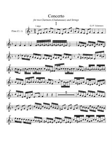 Концерт для двух кларнетов (шалюмо), струнных и фортепиано: Часть I – партия первого кларнета или первой флейты by Георг Филипп Телеманн