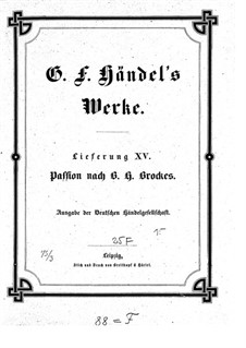 Страсти по Брокесу, HWV 48: Партитура by Георг Фридрих Гендель