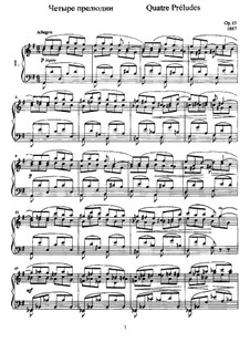 Четыре прелюдии, Op.13: Для фортепиано by Анатолий Лядов