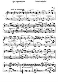 Три прелюдии, Op.27: Для фортепиано by Анатолий Лядов
