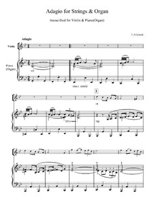 Адажио соль минор: Для скрипки и фортепиано by Томазо Альбинони