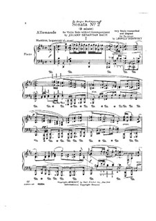 Партита для скрипки No.1 си минор, BWV 1002: Часть I. Переложение для фортепиано by Иоганн Себастьян Бах