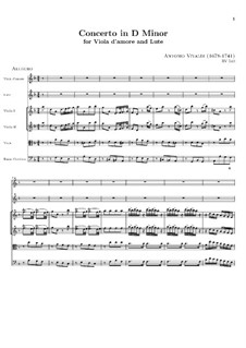 Концерт для виолы д'амур, лютни  и струнных ре минор, RV 540: Партитура by Антонио Вивальди