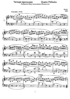 Четыре прелюдии, Op.46: Для фортепиано by Анатолий Лядов