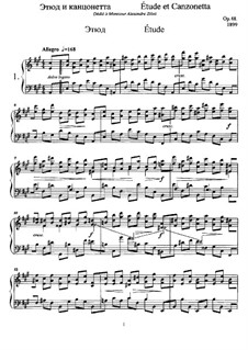 Этюд и канцонетта, Op.48: Для фортепиано by Анатолий Лядов