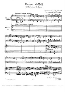 Концерт для клавесина и струнных инструментов No.1 ре минор, BWV 1052: Часть I, для двух фортепиано в четыре руки by Иоганн Себастьян Бах