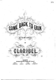 Come Back to Erin: Клавир с вокальной партией by Claribel