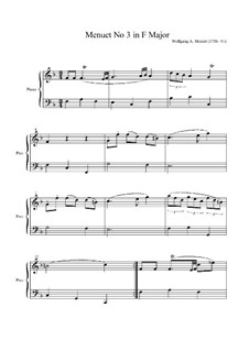 Менуэт для фортепиано фа мажор, K.4: Для одного исполнителя by Вольфганг Амадей Моцарт