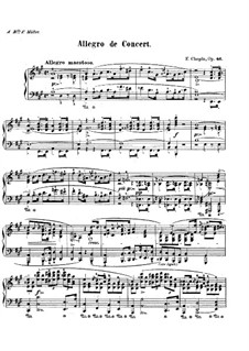 Концертное аллегро, Op.46: Для фортепиано (с аппликатурой) by Фредерик Шопен