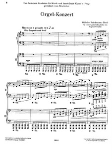 Концерт для органа с оркестром ре минор: Версия для двух фортепиано в 4 руки by Вильгельм Фридеман Бах
