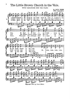 The Little Brown Church: With variations for piano by William S. Pitts