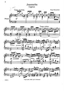 Jeannette. Caprice for Piano: Jeannette. Caprice for Piano by Хьюго Ризенфельд