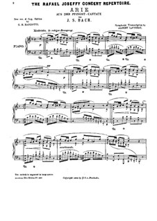 Pentecost Cantata: Aria, for Piano by Иоганн Себастьян Бах