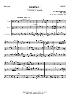 Trio Sonata for Violin, Viola and Cello (or Bassoon) No.2 in E Flat Major: Urtext, full score and parts by Иоганн Георг Альбрехтсбергер