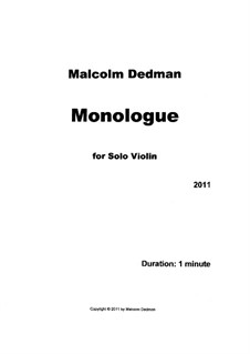 Monologue, MMS21: Monologue by Malcolm Dedman