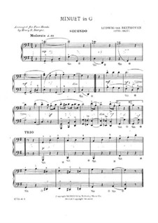Шесть менуэтов для оркестра, WoO 10: Менуэт No.2. Версия для фортепиано в четыре руки by Людвиг ван Бетховен