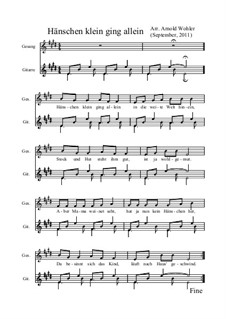 Hänschen klein: Для голоса и гитары by Unknown (works before 1850)
