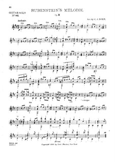 Две мелодии, Op.3: Мелодия No.1, для гитары by Антон Рубинштейн
