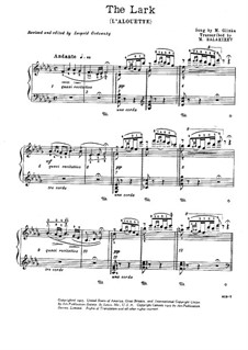 Прощание с Петрбургом : No.10 Жаворонок by Михаил Глинка