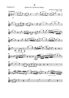 Квинтет для кларнета и струнных инструментов ля мажор, K.581: Часть II – партия кларнета by Вольфганг Амадей Моцарт