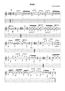 Вальс до мажор, MS 92: Для гитары с табулатурой by Никколо Паганини