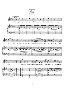 Три дня уже как Нина: Для голоса и фортепиано (G minor) by Джованни Баттиста Перголези