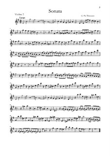 Трио-соната для скрипки, флейты и бассо континуо ми минор, TWV 42:e1: Скрипка II by Георг Филипп Телеманн